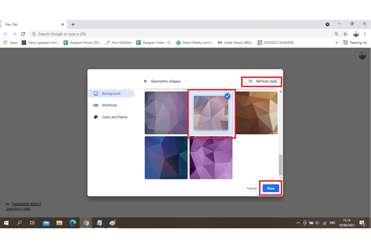 Cara mengganti background tab di Google Chrome