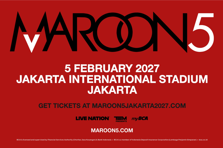 Link Tiket Konser Maroon 5 Jakarta 2027, Jadwal War, Harga, dan Cara Belinya