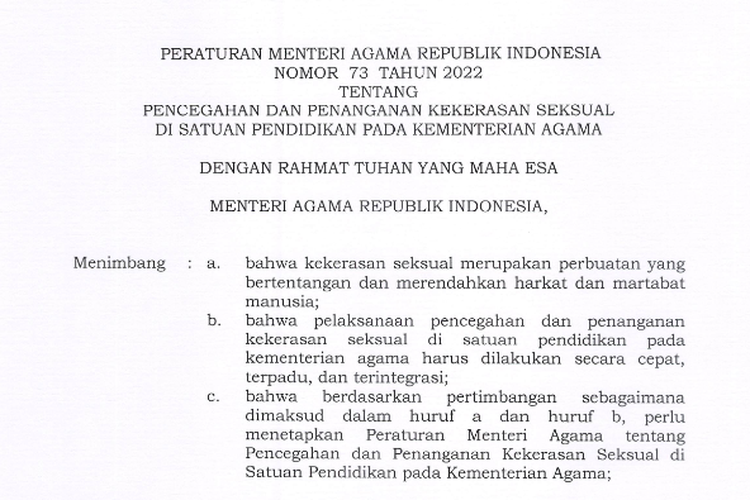 Aturan PMA terbaru soal kekerasan seksua di satuan pendidikan di bawah Kemenag