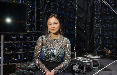 Mahalini usai tampil di babak Spektakuler Show Top 5 Indonesian Idol X di kawasan Kebon Jeruk, Jakarta Barat, Selasa (4/2/2020).