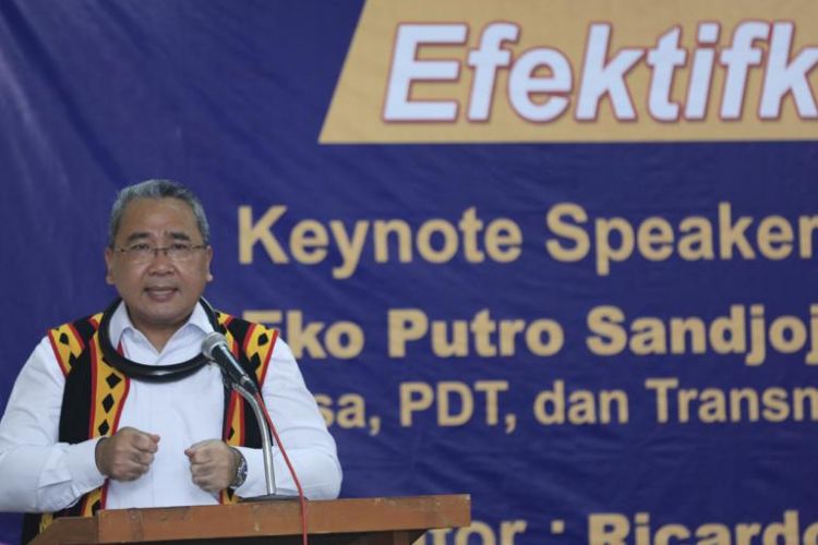 Menteri Desa, Pembangunan Daerah Tertinggal, dan Transmigrasi (Mendes PDTT) Eko Putro Sandjojo menjadi pembicara kunci pada Dialog Nasional Efektifkah Dana Desa, di Jakarta, Sabtu (13/10/2018).