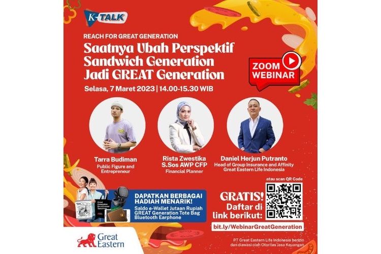 Great Eastern Life Indonesia bersama Kompas mengadakan webinar untuk membantu sandwich generation mengatasi masalah keuangan.