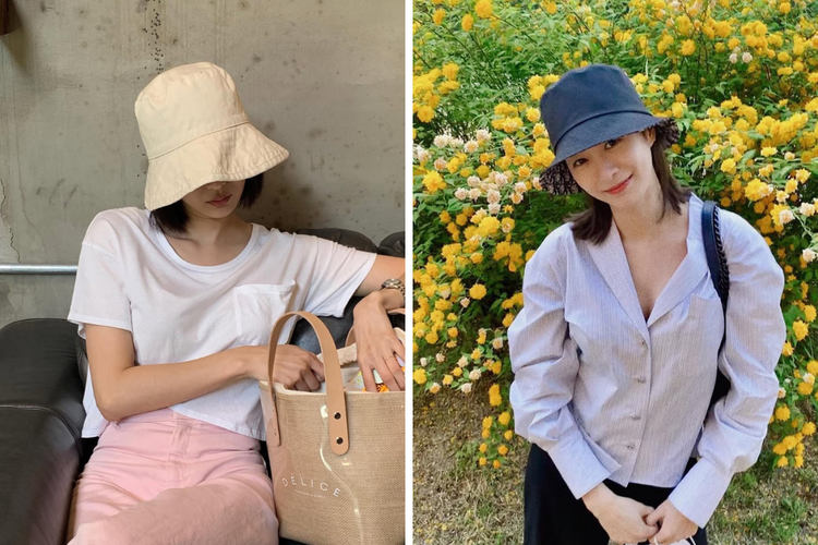 Song Da Eun kerap mengenakan bucket hat yang membuat penampilannya semakin manis.