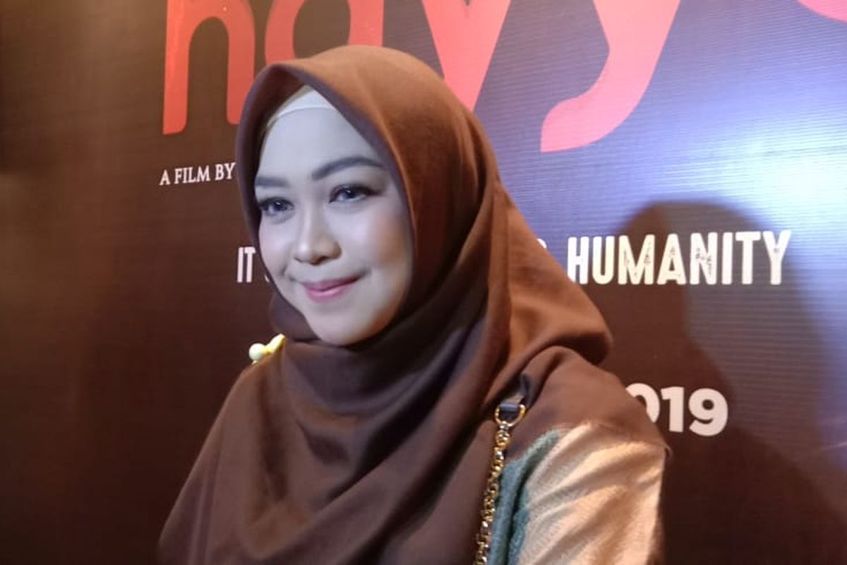 Ria Ricis saat menghadiri screening film Hayya: The Power of Love di XXI Epicentrum, Kuningan, Jakarta Selatan, Minggu sore (8/9/2019).