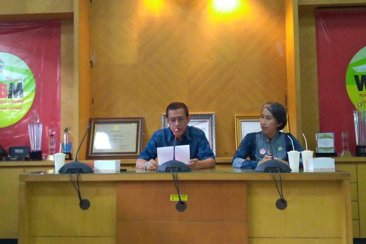 Konferensi pers terkait pasien yang diduga terinfeksi virus corona di RSUD Margono Soekarjo Purwokerto, Jawa Tengah, Selasa (28/1/2020).