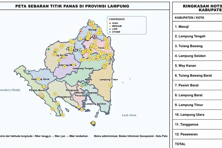 378 Titik Panas Terdeteksi di Lampung, 4 Mendekati Bandara Radin Inten II