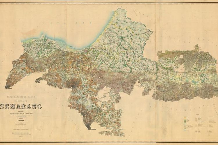 Peta Topografi Karesidenan Semarang pada masa Hindia Belanda, tahun 1889.