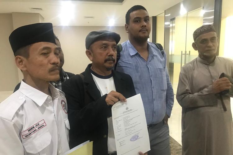Elyasa Budiyanto, pelapor Agum Gumelar, saat ditemui di Gedung Bareskrim Mabes Polri, Jakarta Selatan, Selasa (23/4/2019).