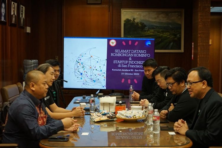 Lima startup terpilih dari HUB.ID Accelerator 2022 bertemu dengan KJRI San Fransisco.