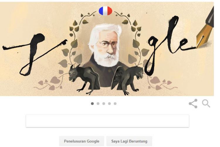 Doodle hari ini, Jumat (30/6/2017), menampilkan karya sastrawan asal Perancis, Victor Hugo