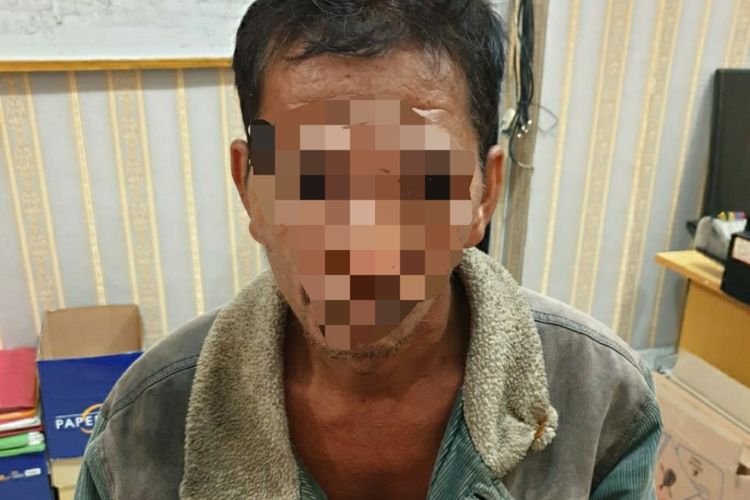 Pekan Situmorang (53), karyawan BUMN PTPN V yang diamankan polisi atas kasus karhutla di Kecamatan Koto Gasib, Kabupaten Siak, Riau, Senin (20/1/2020).