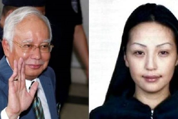 Foto kiri mantan Perdana Menteri Malaysia Najib Razak. Sedangkan foto kanan adalah model Mongolia Altantuya Shaariibuu yang dibunuh dengan cara ditembak mati dan jenazahnya diledakkan dengan C-4 pada 2006 silam. Najib disebut memerintahkan pembunuhan tersebut melalui kesaksian salah seorang terdakwa.