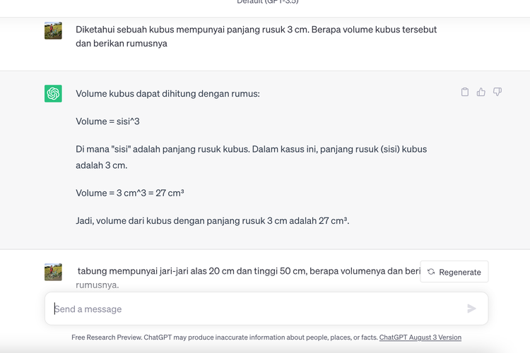 Ilustrasi cara menjawab matematika dengan ChatGPT.