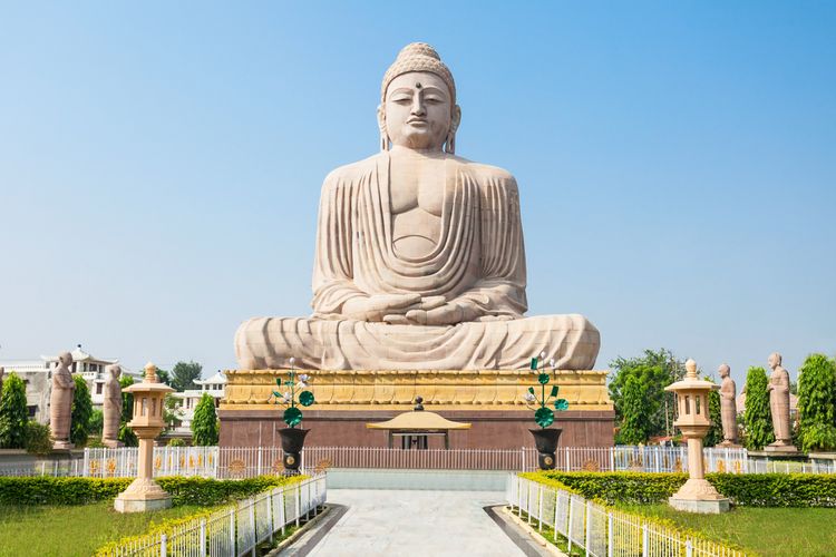 Patung Buddha di dekat Wihara Mahabodhi, India