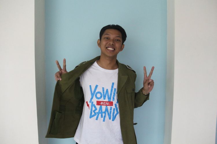 Bayu Skak saat berkunjung untuk promo film Yowis Ben di Gedung Kompas Gramedia, Palmerah Barat, Jakarta, Rabu (07/02/2018). Film yang bergenre komedi tersebut merupakan garapan rumah produksi Starvision.