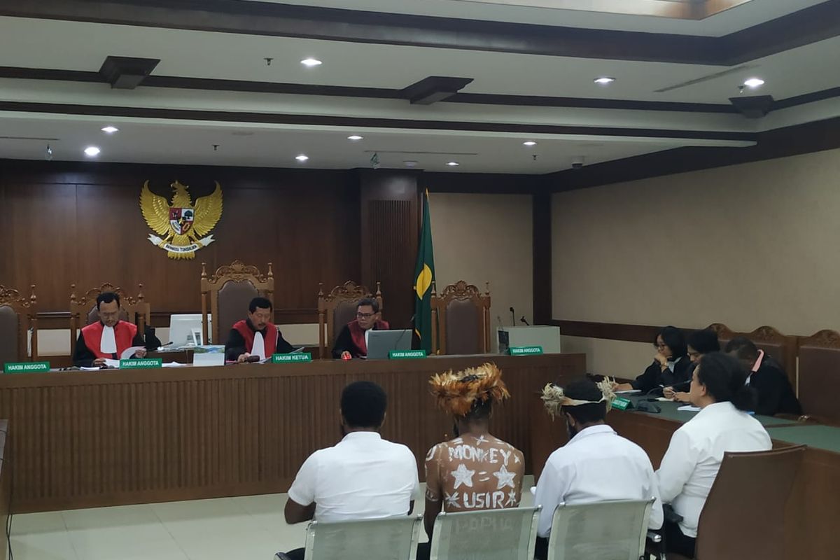 Persidangan aktivis Papua di PN Jakpus, Senin (20/1/2020).