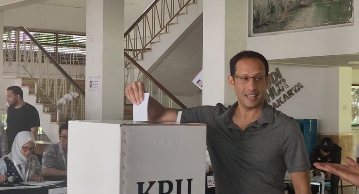 Nadiem Makarim "Nyoblos" Pilkada Jakarta, Satu TPS dengan Jusuf Kalla