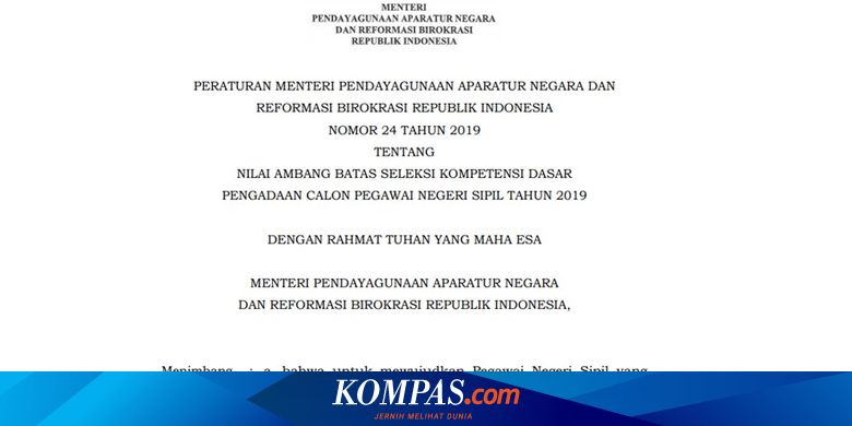 Passing Grade Cpns 2019 Lebih Rendah Berapa Rincian Nilainya Halaman All Kompas Com