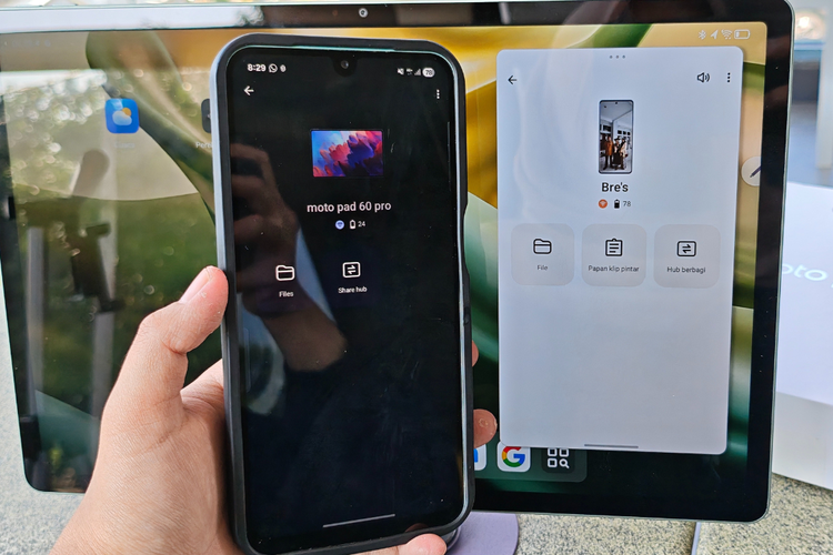 Moto Pad 60 Pro bisa dihubungkan dengan smartphone, PC, maupun aksesori wearable seperti smartwatch.
