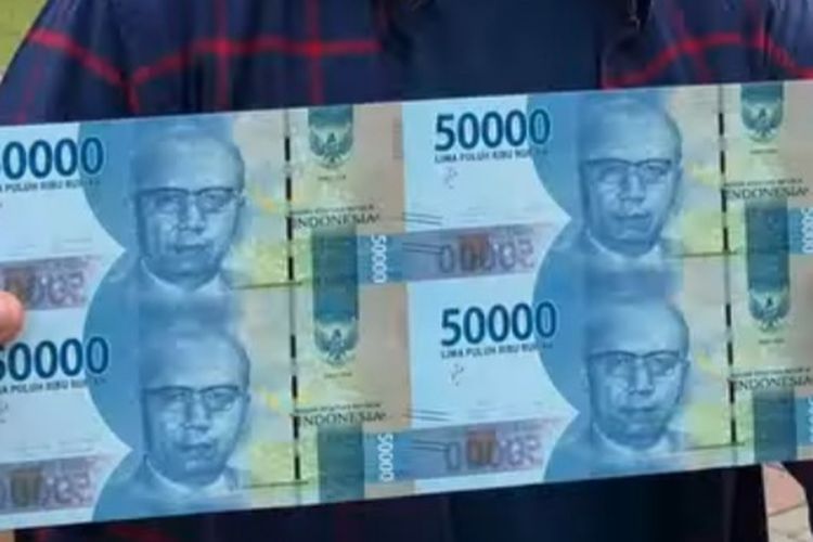 Contoh uang bersambung pecahan Rp 50.000 (4 lembar)