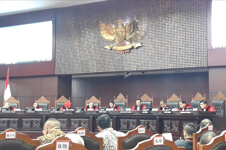 Sidang gugatan Nasdem terkait kehilangan suara di luar negeri (Malaysia) di Mahkamah Konstitusi, Rabu (7/8/2019)