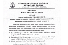 Jadwal Lengkap Pelaksanaan SKB CPNS 2019 Kejaksaan Agung