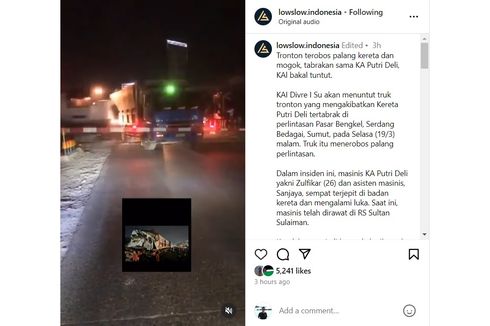 Video Truk Tronton Mogok di Pelintasan Ditabrak KA Putri Deli