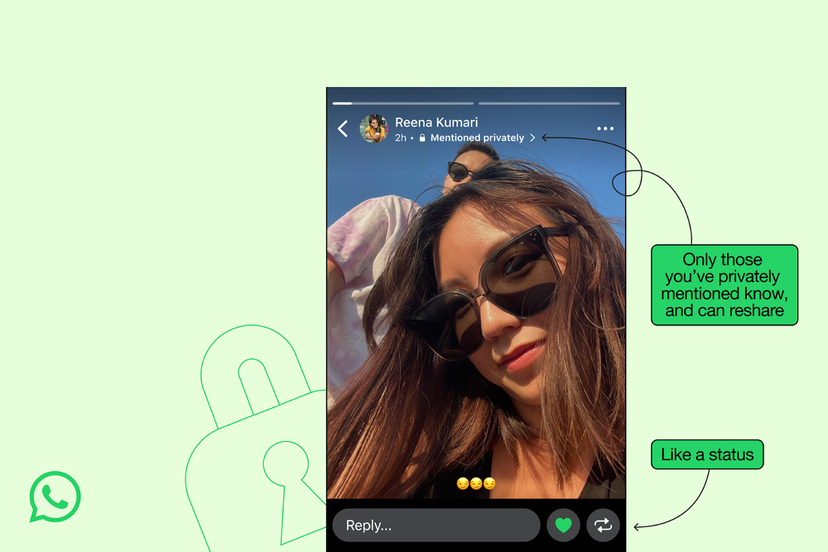 WhatsApp rilis fitur like dan mention di WA Status