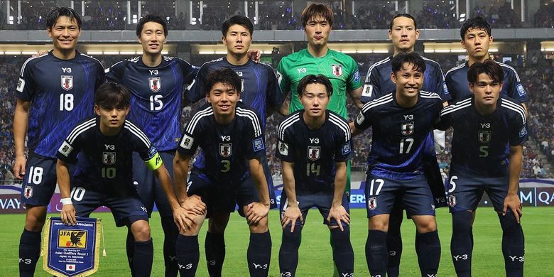Starting Timnas Jepang saat menjamu Indonesia pada laga Kualifikasi Piala Dunia 2026 Zona Asia, Selasa (10/6/2025) di Stadion Suita, Osaka.