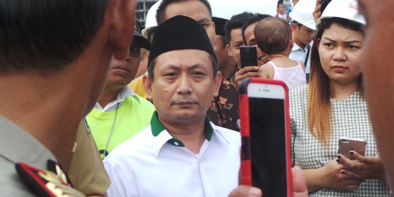 Ketua DPW PKB DKI Jakarta yang juga anggota DPRD DKI Jakarta, Hasbiallah Ilyas, saat meninjau pembangunan Masjid Raya Jakarta, Senin (6/3/2017).