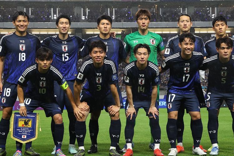 Starting Timnas Jepang saat menjamu Indonesia pada laga Kualifikasi Piala Dunia 2026 Zona Asia, Selasa (10/6/2025) di Stadion Suita, Osaka.