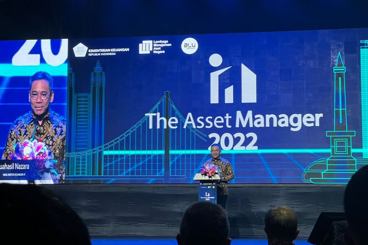 Wakil Menteri Keuangan (Wamenkeu) Suahasil Nazara dalam acara malam puncak penghargaan The Asset Manager 2022, Kamis (25/8/2022).
