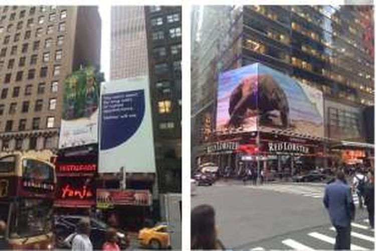 Branding Wonderful Indonesia berbentuk billboard dengan gambar Komodo di Pulau Komodo dan perempuan membawa gebogan di Bali, terpampang untuk kali pertamanya di pusat keramaian Time Square, Manhattan, New York, Amerika Serikat. Lima ikon wisata Indonesia ditampilkan sebagai promosi pariwisata Indonesia.