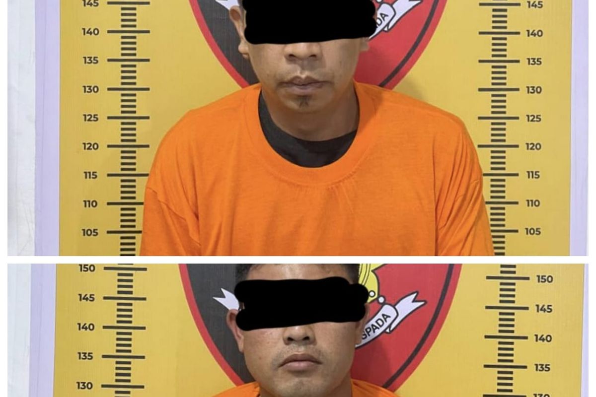 Tampang 2 pelaku penganiayaan polisi di Kecamatan Teluk Mengkudu, Sergai, Jumat (8/8/2024).