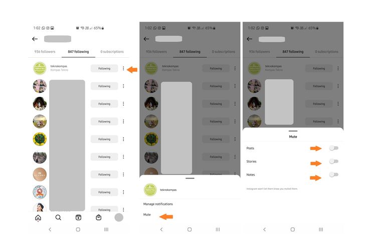 Cara mute story dan feed Instagram