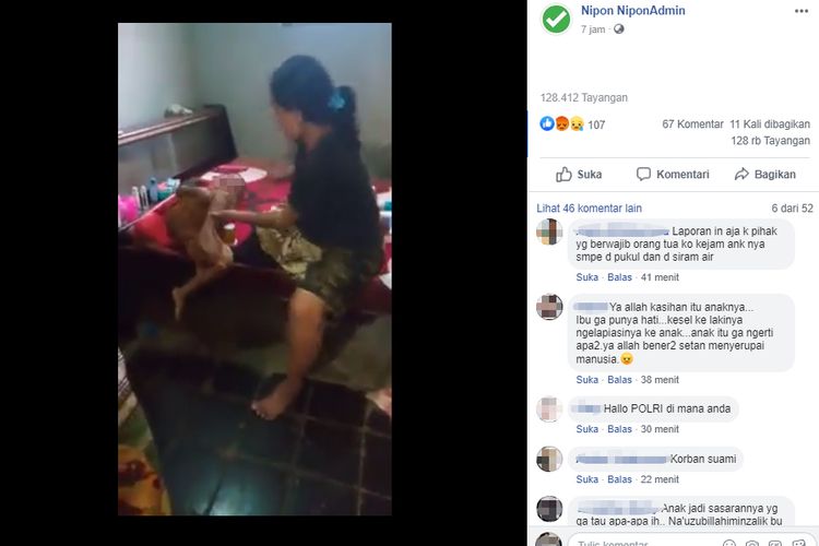 Tangkapan layar video viral seorang ibu di Cirebon siksa anaknya.