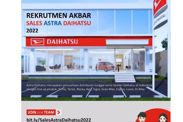 Astra Daihatsu membuka lowongan kerja bagi lulusan D1, D2, D3 dan S1. 