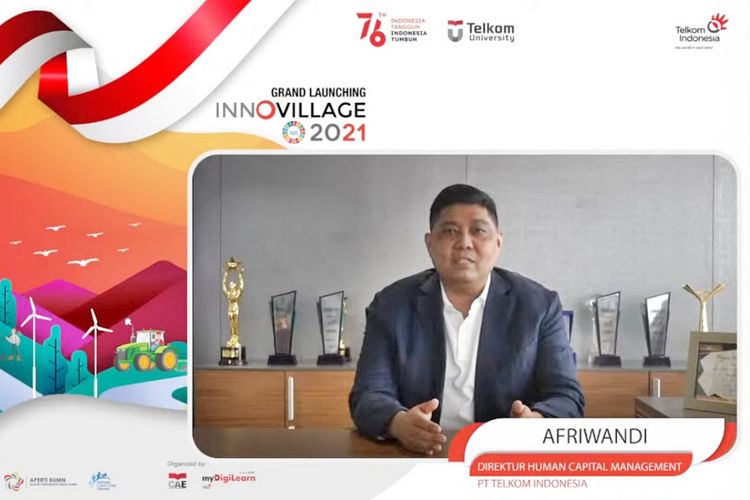 Direktur Human Capital Management Telkom Afriwandi dalam acara Grand Launching InnoVillage 2021 yang digelar secara virtual, Selasa (31/8/2021).