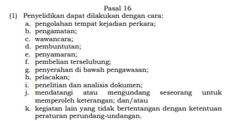 Tangkapan layar dokumen RUU KUHAP 18 November 2025 Pasal 16