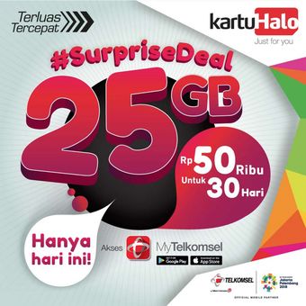 Promo Surprise Deal untuk kartu Halo, tanggal 22 April 2018.