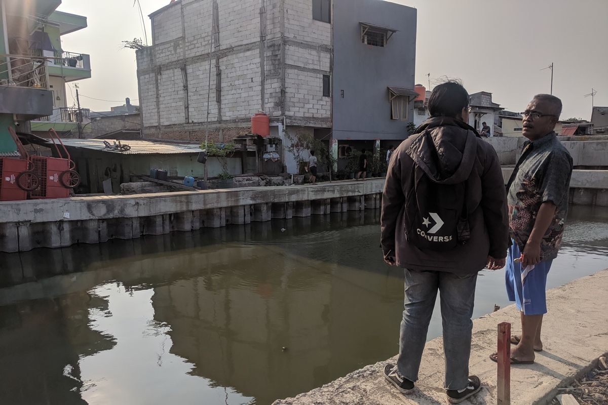 Lokasi pembangunan jembatan penghubung Kampung Akuarium dengan Kampung Luar Batang, Penjaringan, Jakarta Utara.