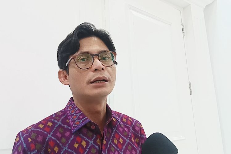 Komisioner KPU RI August Melasz di Kantor KPU RI, Menteng, Jakarta Pusat, Sabtu (9/3/2024).