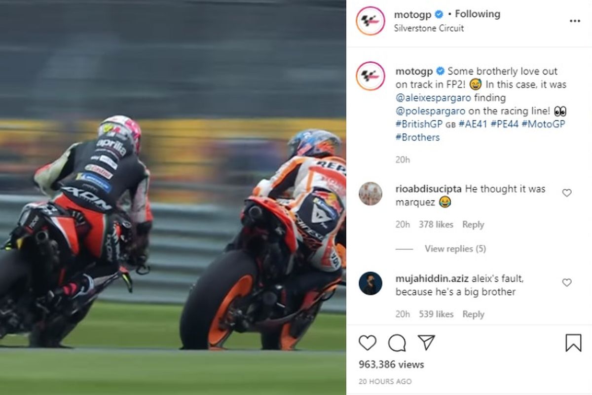 Aleix Espargaro marah pada Pol Espargaro yang mengganggu ritmenya pada sesi latihan bebas FP2 MotoGP Inggris 2021