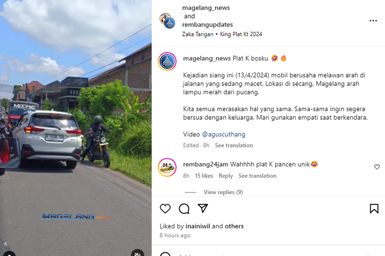 Video Totoya Rush melewan arah saat kondisi macet.