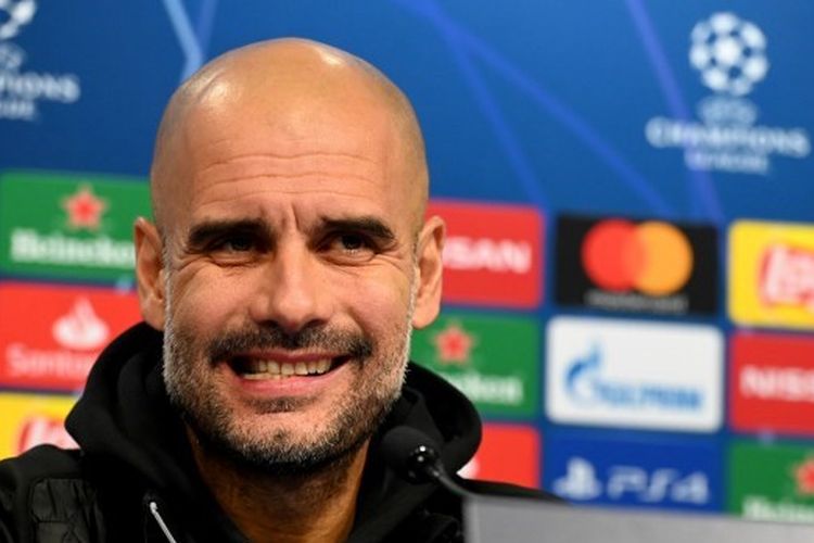 Pep Guardiola saat menghadiri jumpa pers menjelang pertandingan Liga Champions Manchester City vs Dinamo Zagreb di Stadion Maksimir, 10 Desember 2019.