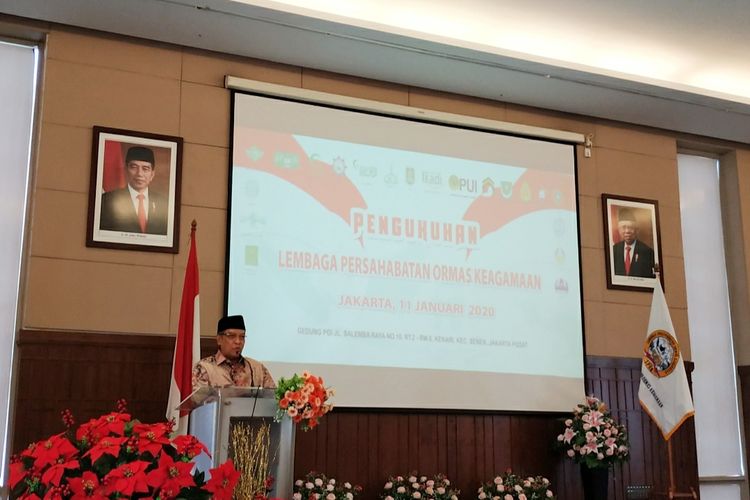 Ketua Umum PBNU, Said Aqil Siraj,  di Gedung PGI, Salemba, Jakarta Pusat, Sabtu (11/1/2020). 