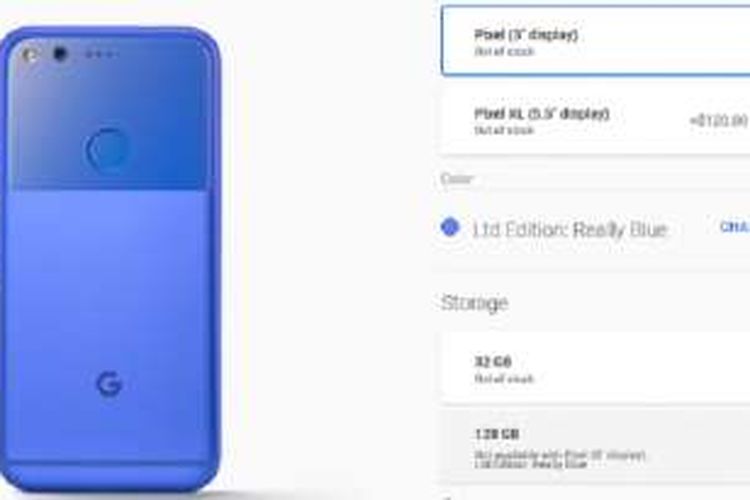 Google Pixel varian Really Blue habis terjual.