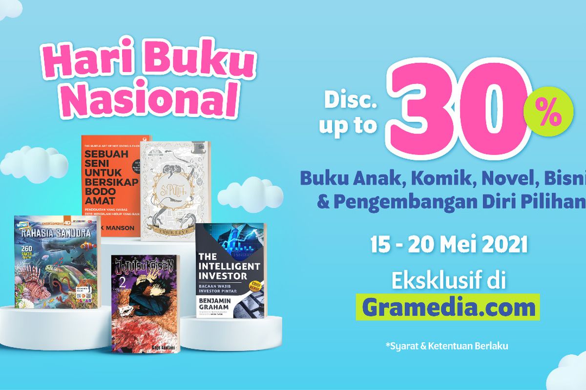 Rayakan Hari Buku Nasional, Gramedia Hadirkan Diskon 30 Persen  Hingga Buku Rp 0