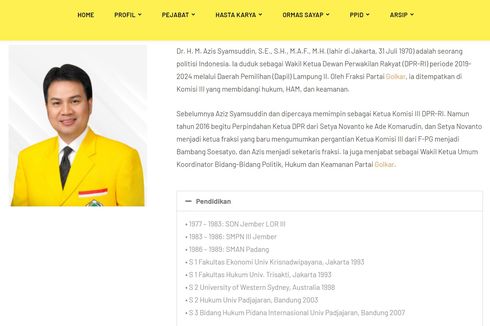 Profil dan Harta Kekayaan Wakil Ketua DPR Aziz Syamsuddin