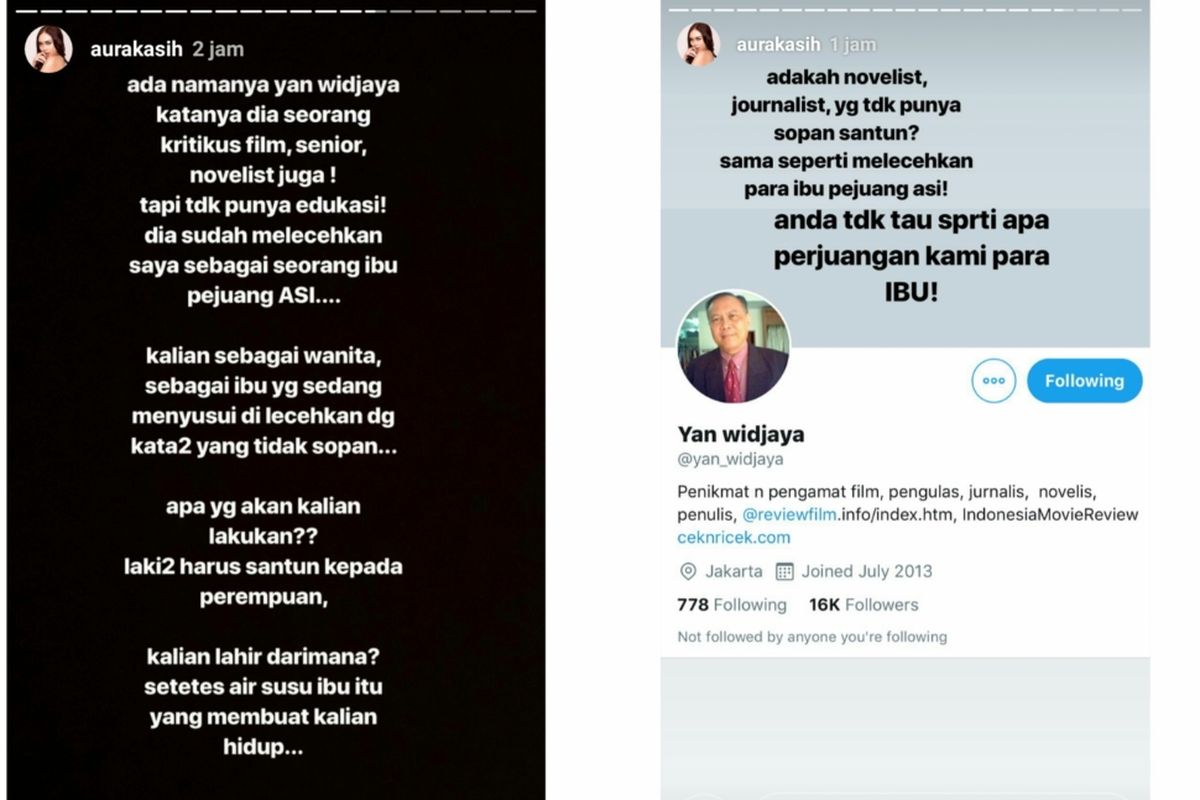 Tangkapan layar Instagram story Aura Kasih.